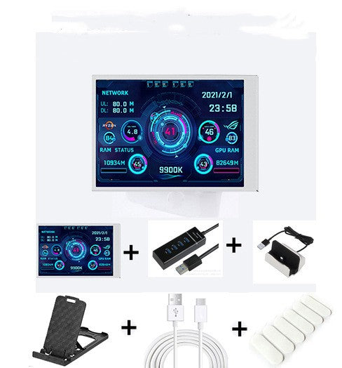 Ordinateur 3,5 pouces petit écran secondaire IPS Full View moniteur de châssis USB