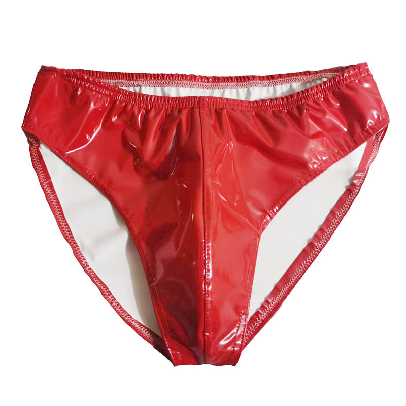 Sous-vêtements sexy en cuir anti-exposition PU brillant pour hommes