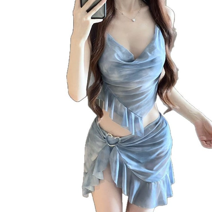 Mesh Sexy Figure- FTummy couvrant Y2K Maillot de bain à deux pièces