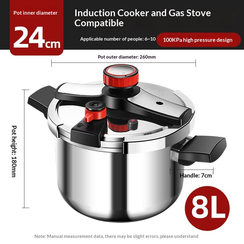 304 Cuisinière à pression en acier inoxydable, alimentée au gaz