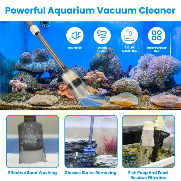 Kit de nettoyage de gravier électrique multifonctionnel Longueur réglable réservoir de poisson automatique