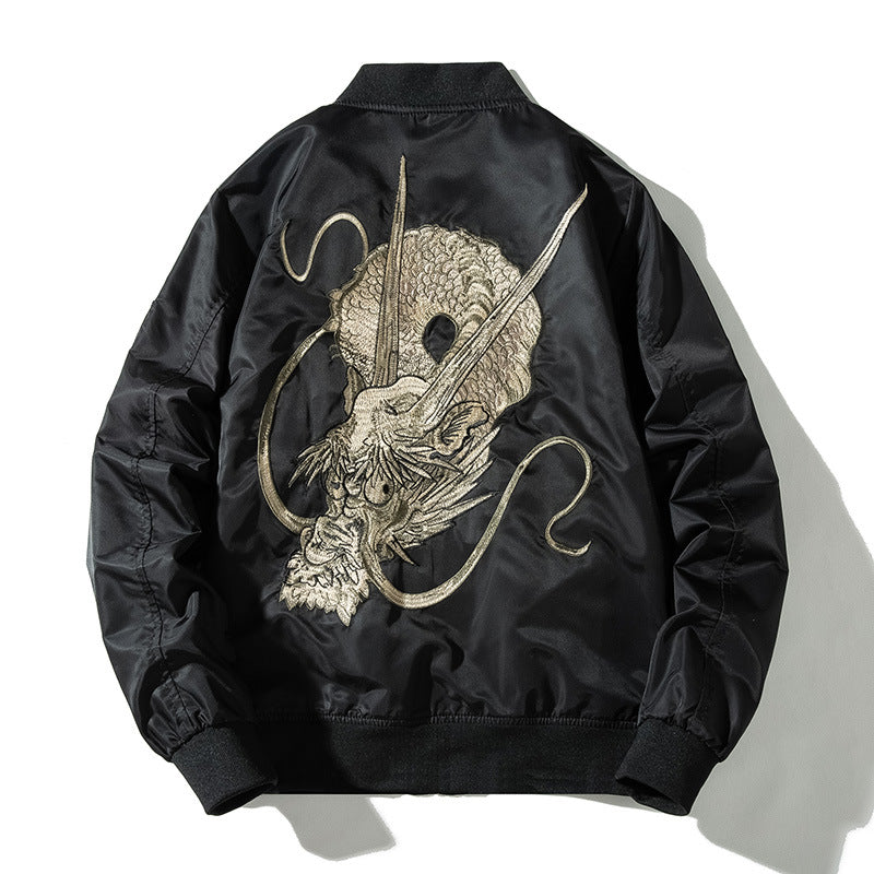 Veste volante de style chinois pour hommes avec design de Dragon brodé