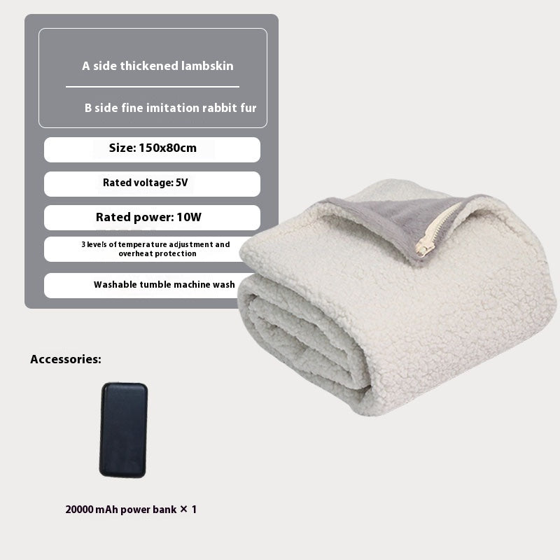 Couverture maison Lambswool USB Chauffage intelligent Châle chaud