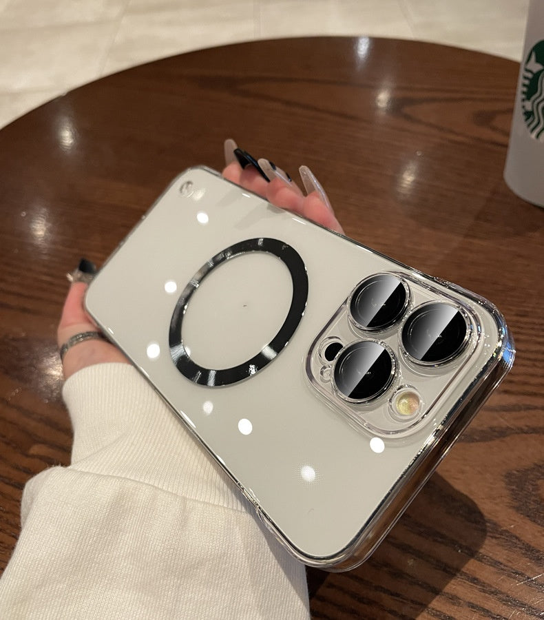 Étanche à la poussière en plastique Net Electroplating Frameless Phone Case I Magnetic Hard Shell