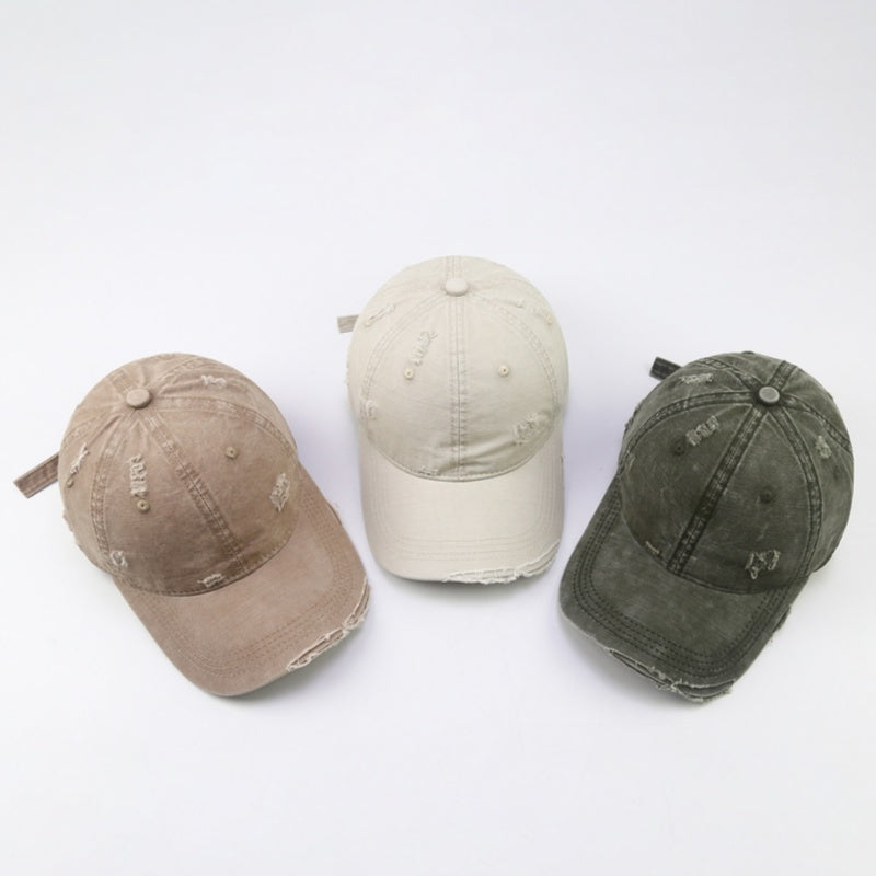 Femmes Street-style Détresse lavé Ripped Soft-crown Cap