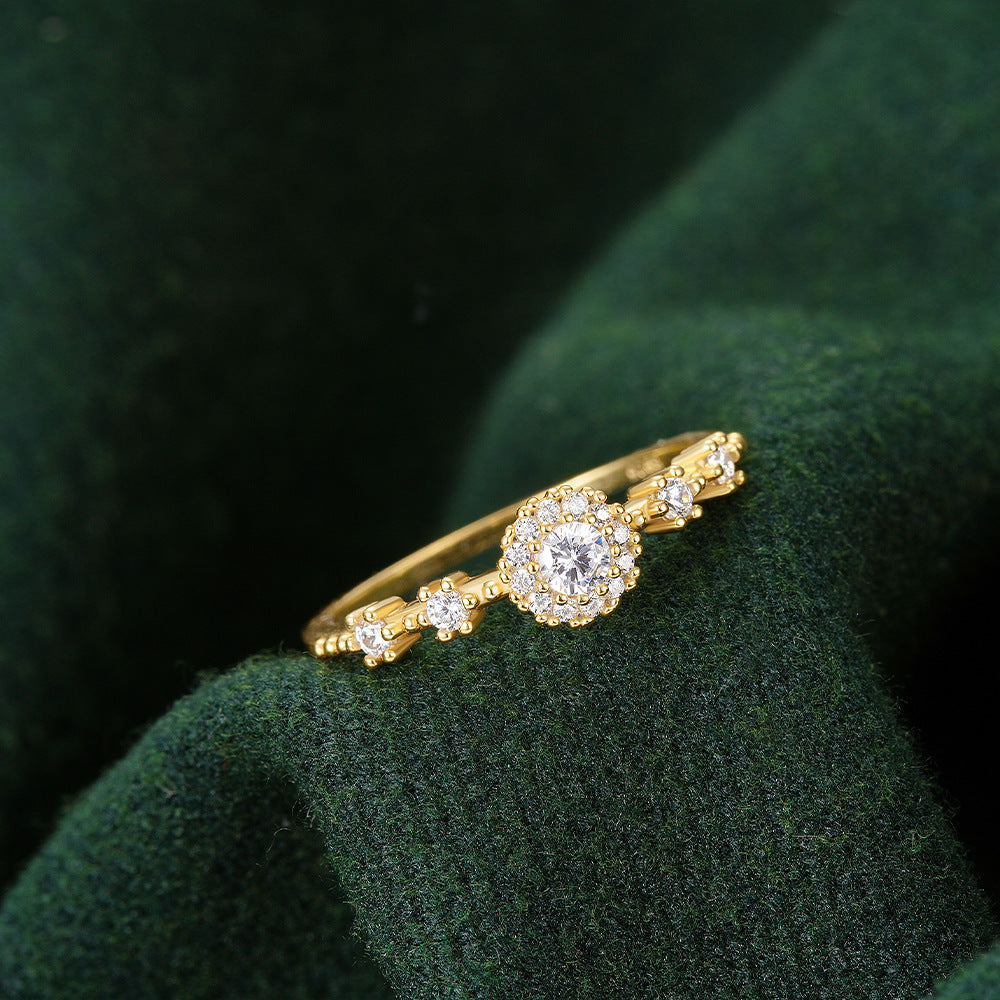 Entrée européenne et américaine Lux Flower Strass embeded Fermé 925 Argent Ro de haute qualité