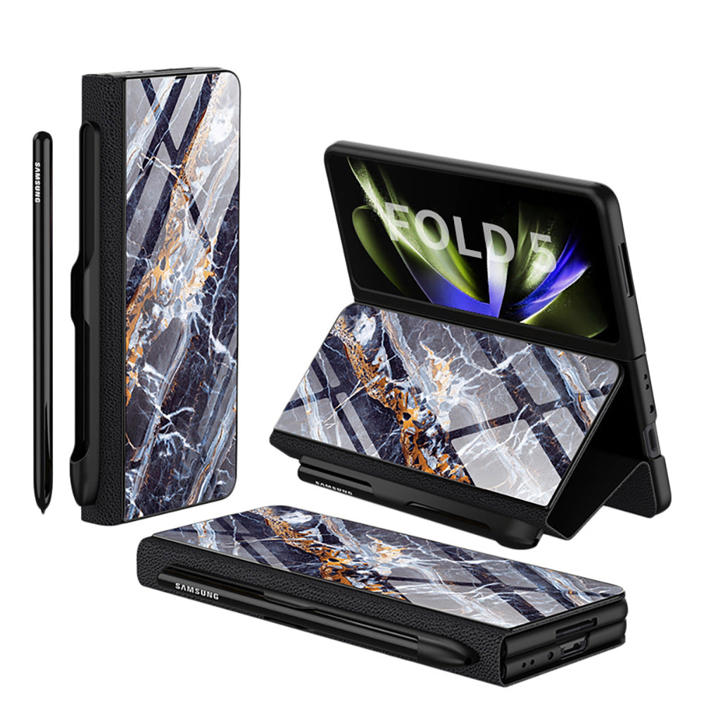 Galaxy Z Fold5 écran pliant téléphone mobile cas de téléphone Flip en verre créatif