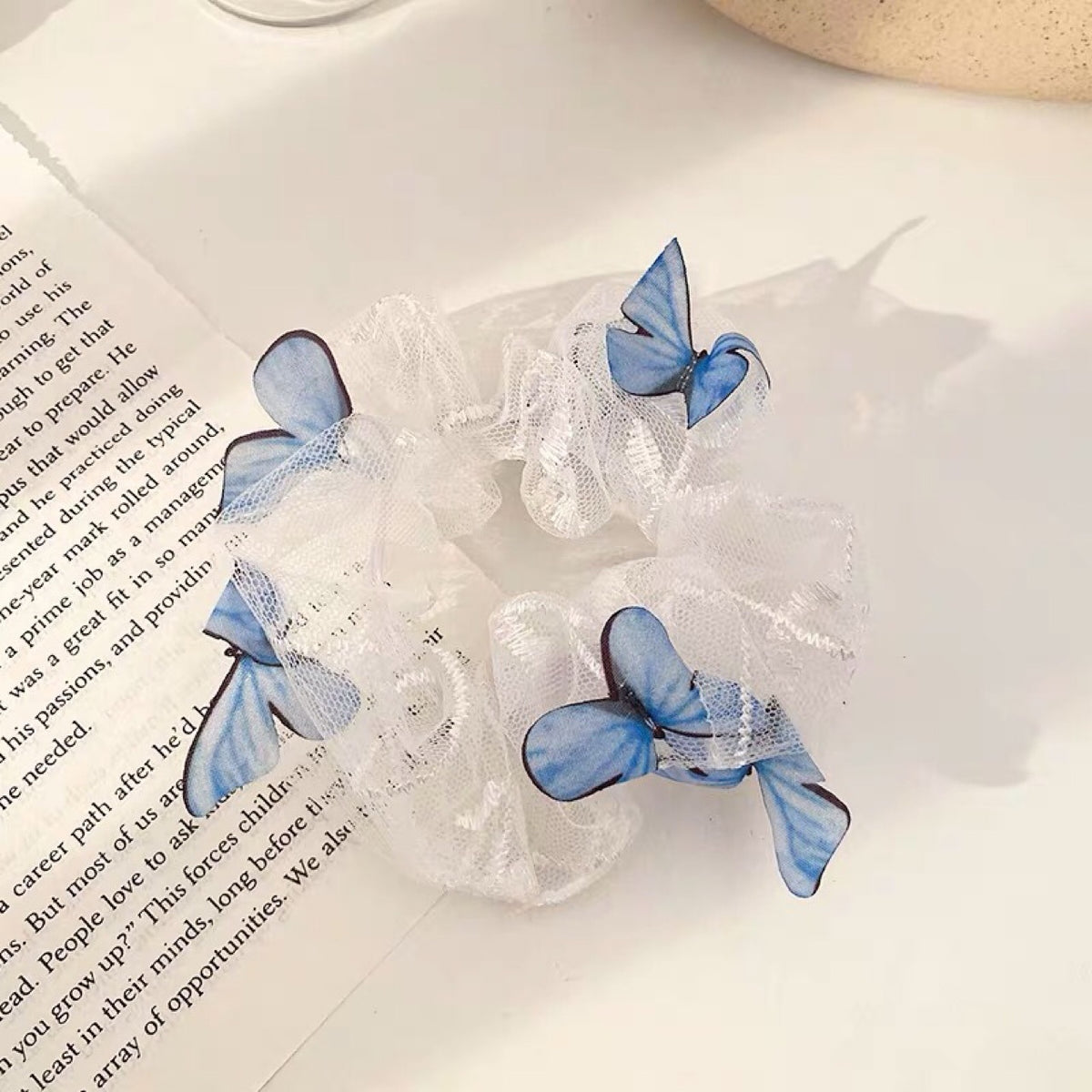 Accessoires de Cheveux de Butterfly pour femmes Mesh Pig Intestine Ring