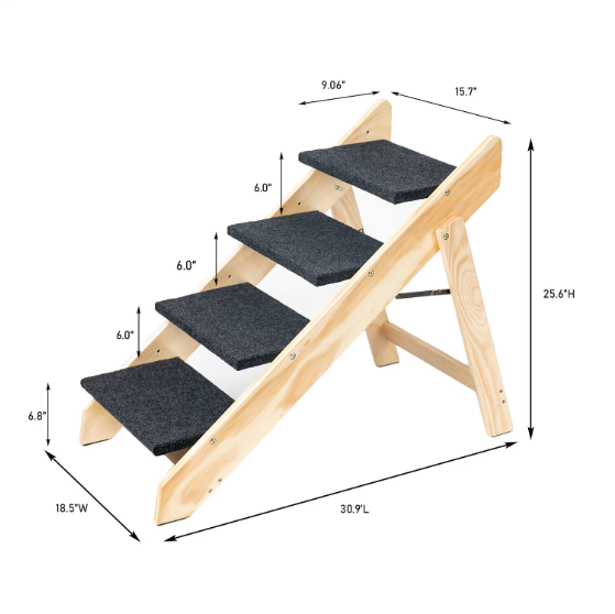 Étables et rampes en bois pliables de 4 étages