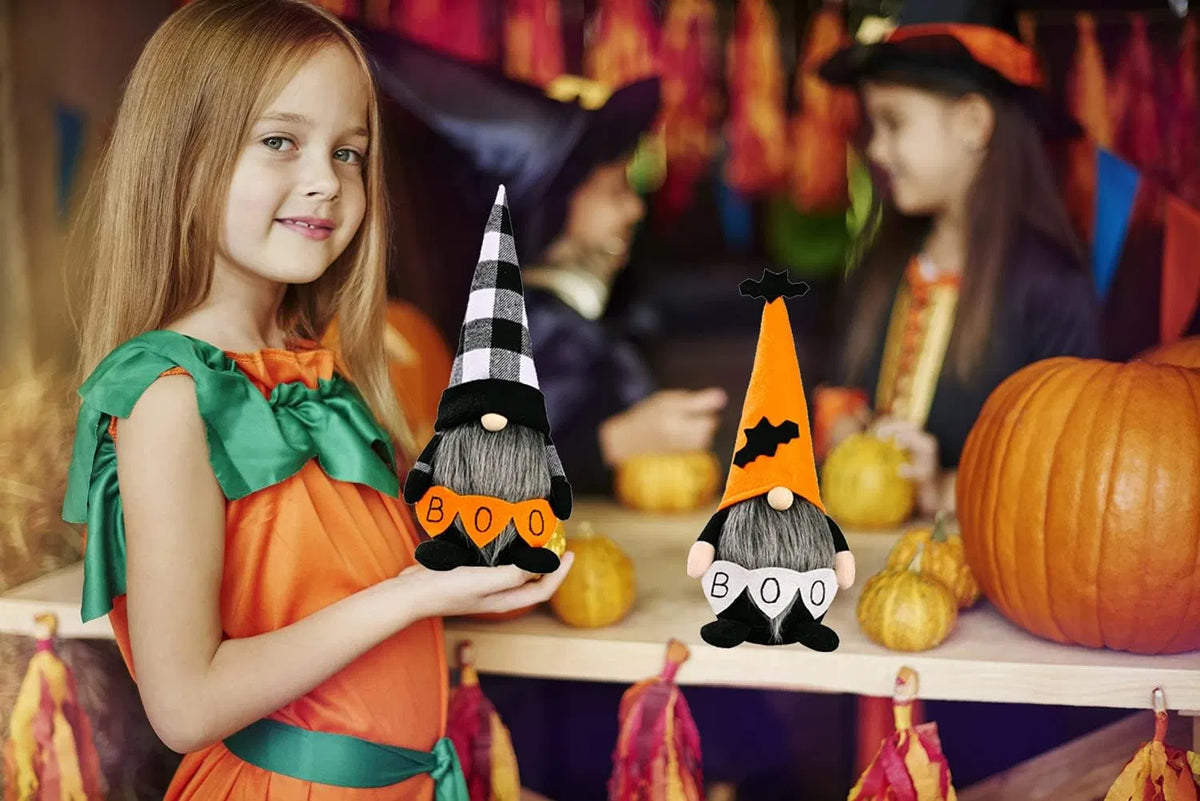 2 Pack Halloween Gnomes Plush Décor