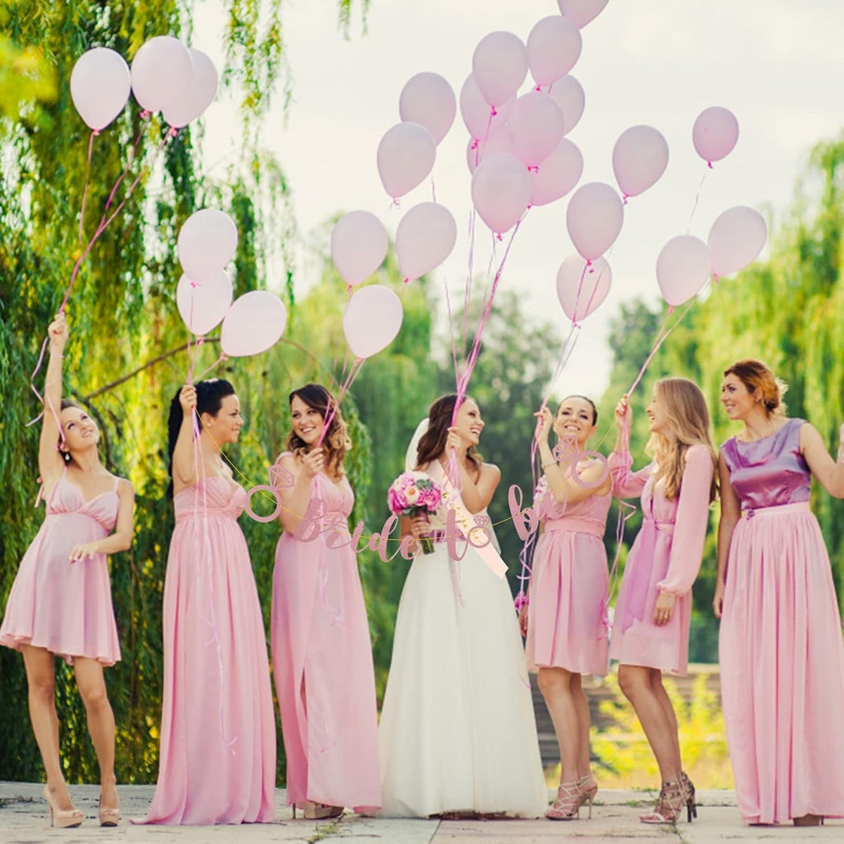 Ensemble de fête de la mariée à l'enfant avec bannière en or rose pour décorations de réception de mariage — même
