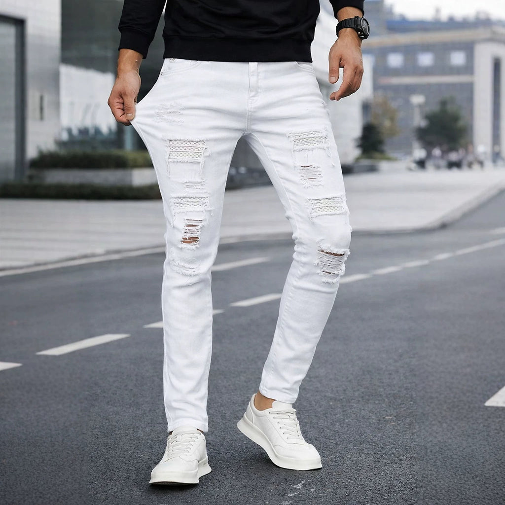 Jeans denim pour hommes perlés