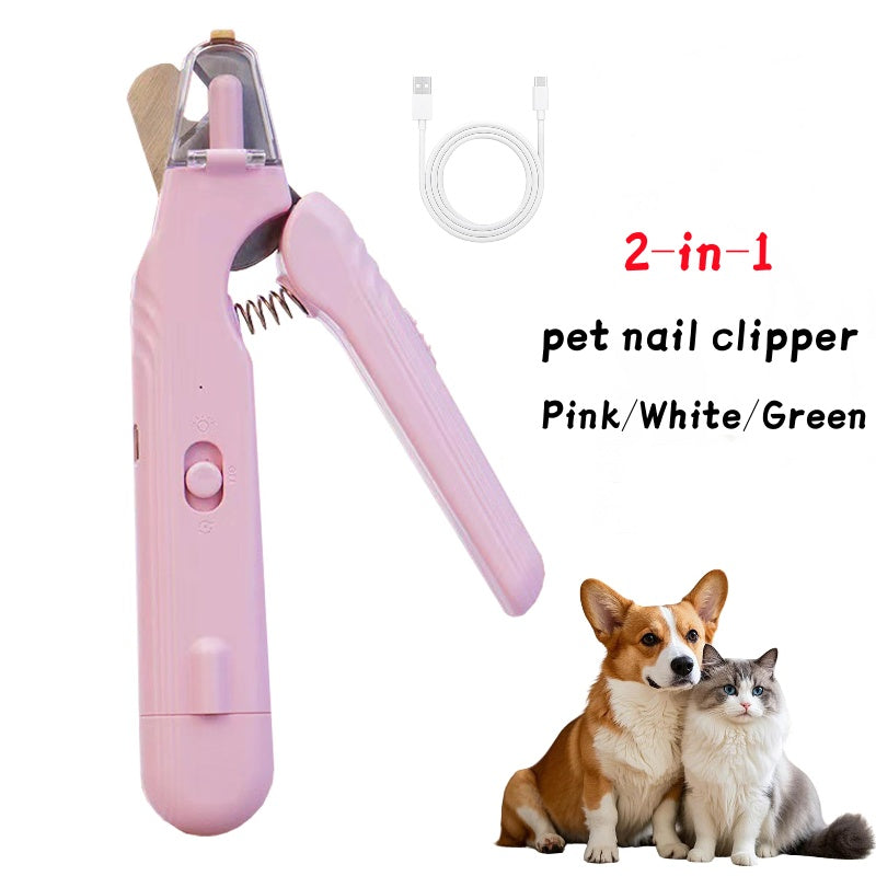 2 Clippers d'ongle d'animal en 1 avec led Light Dog Cat Special Blood Line Ciseaux multifonction