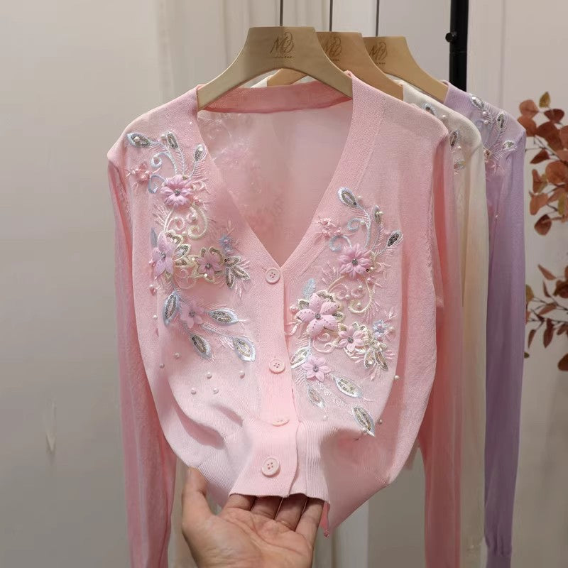 Cardigan en tricot pour femmes à col V