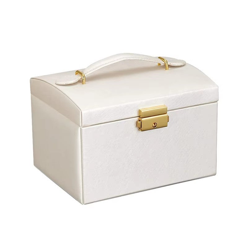 Boîte à bijoux en cuir portable à trois couches