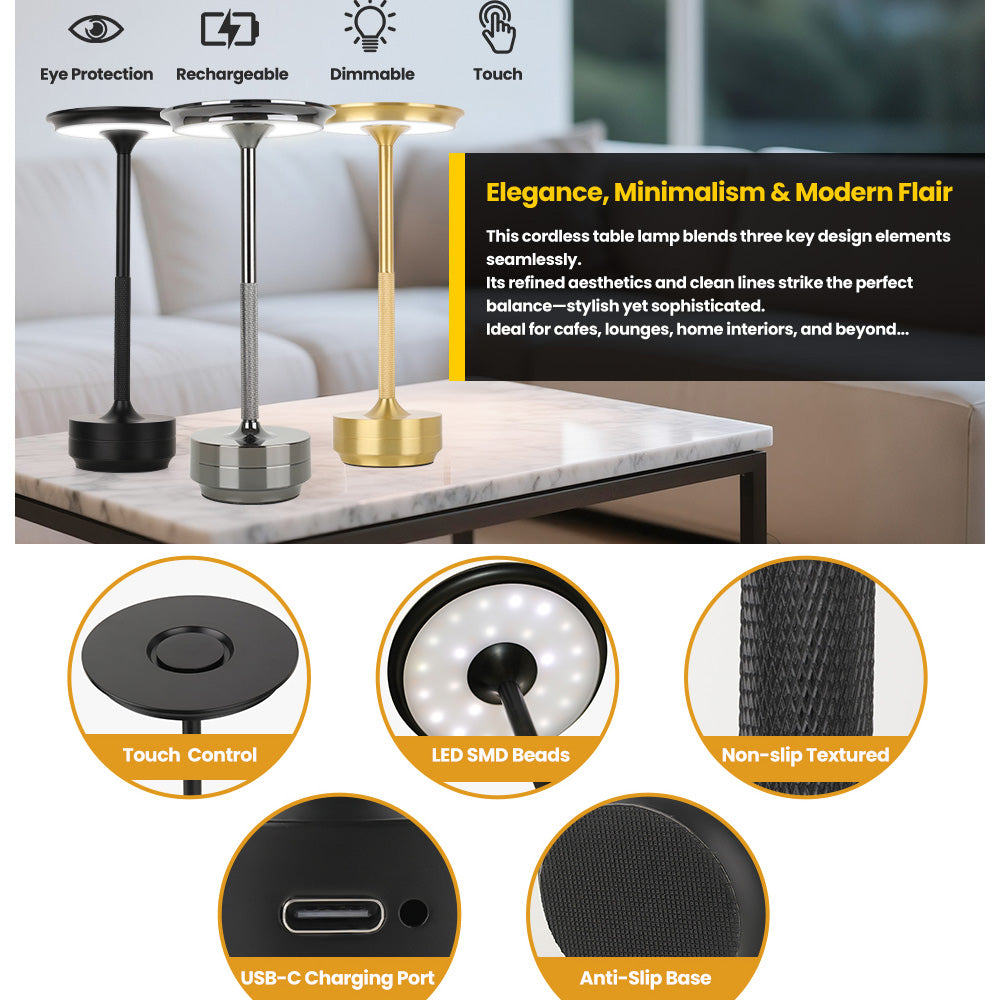 Lampe de table rechargeable sans fil 2pcs
