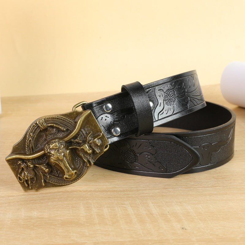 Ceinture de vache boucle tête hommes