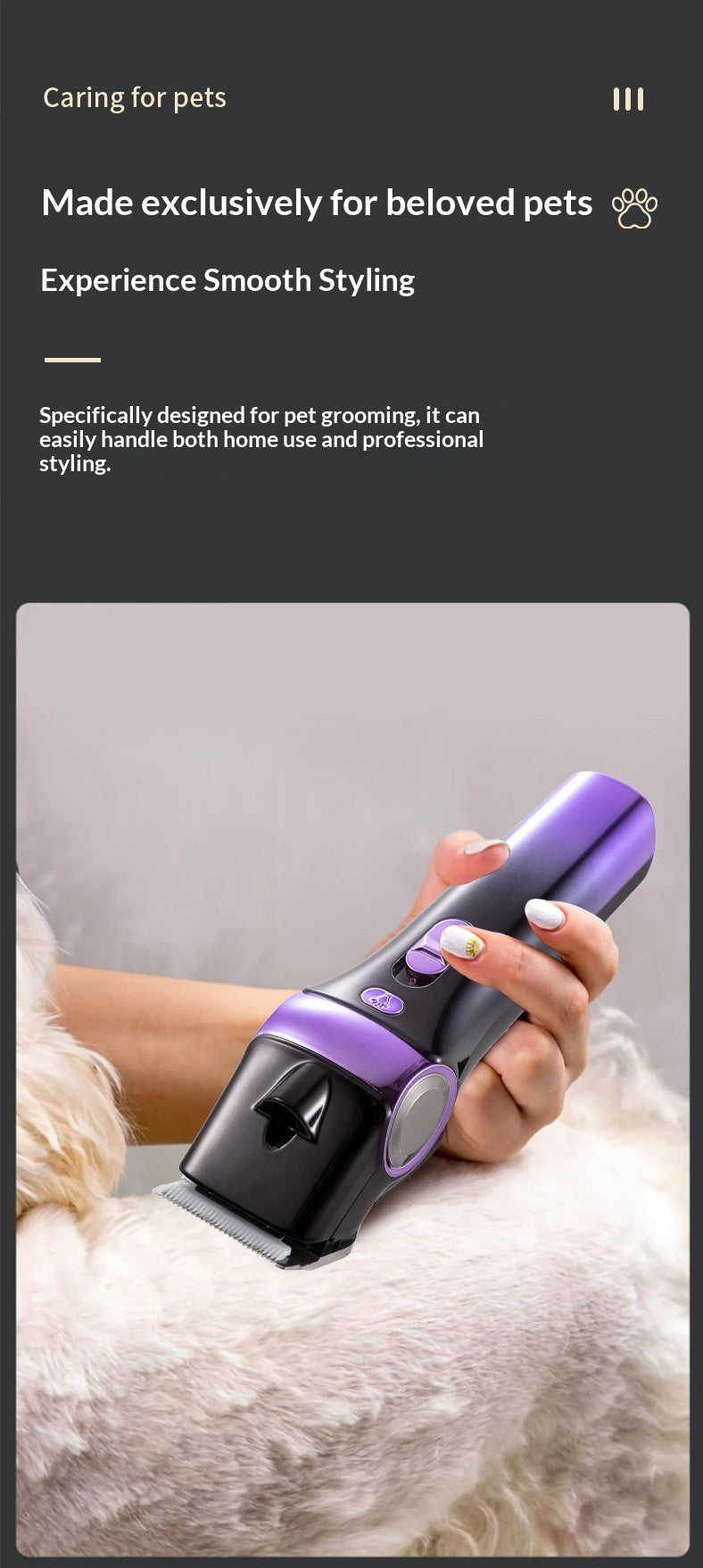 Clipper électrique 2-en-1 haute puissance avec lumière pour chiens et chats.