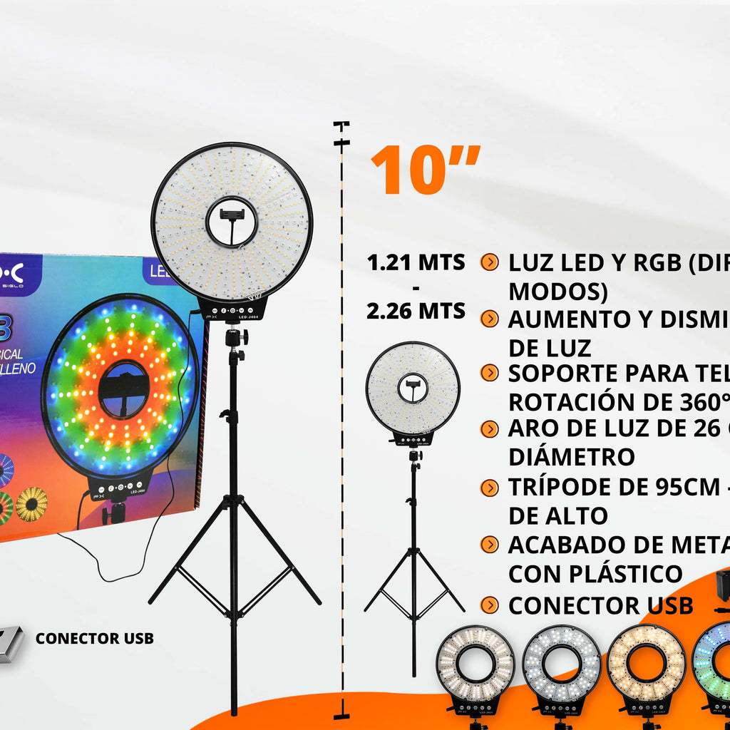 Ring Live Streaming Light Led Rgb dimmable avec support de téléphone trépied