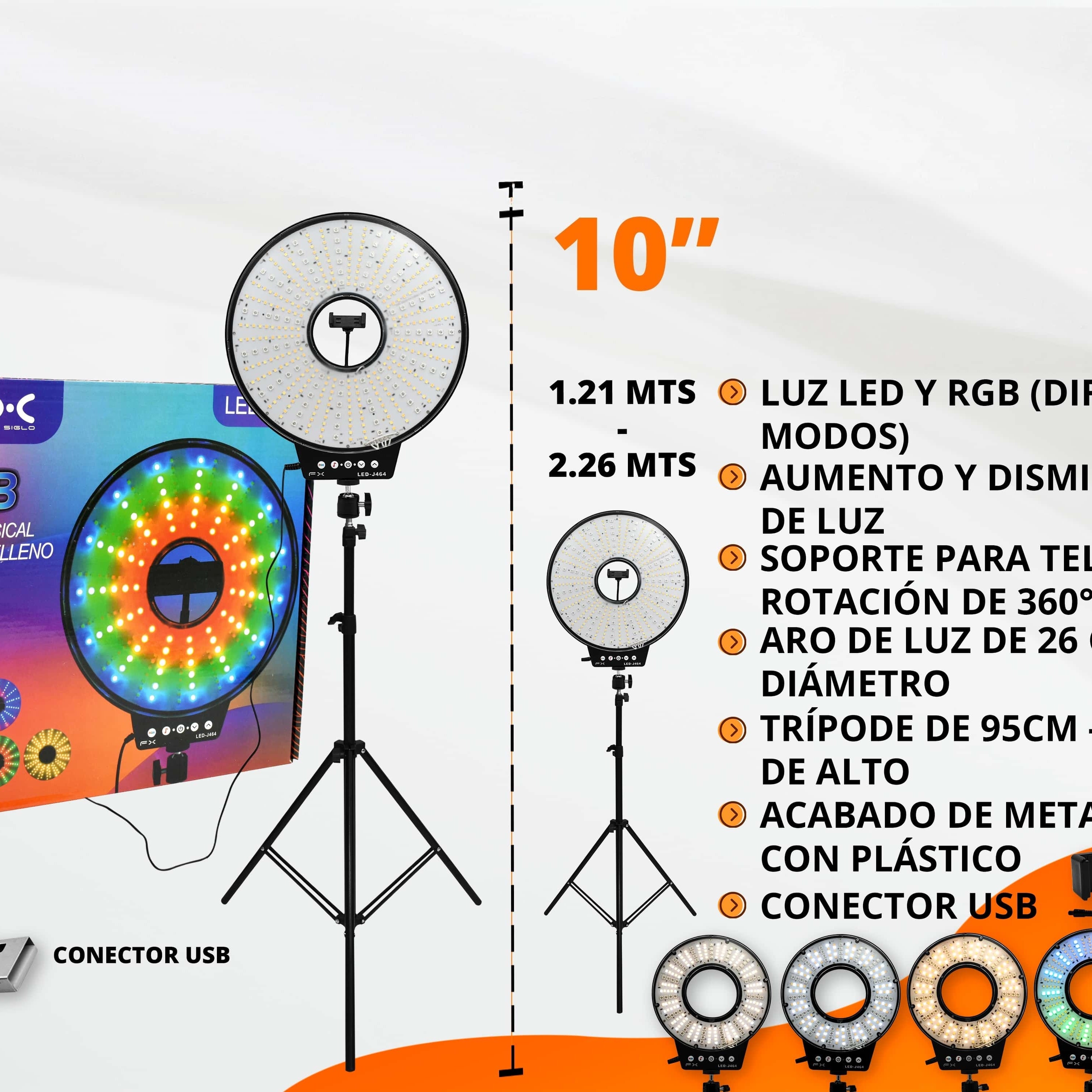 Ring Live Streaming Light Led Rgb dimmable avec support de téléphone trépied