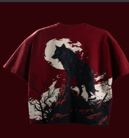 T-shirt à épaulettes rouge à vin de style américain