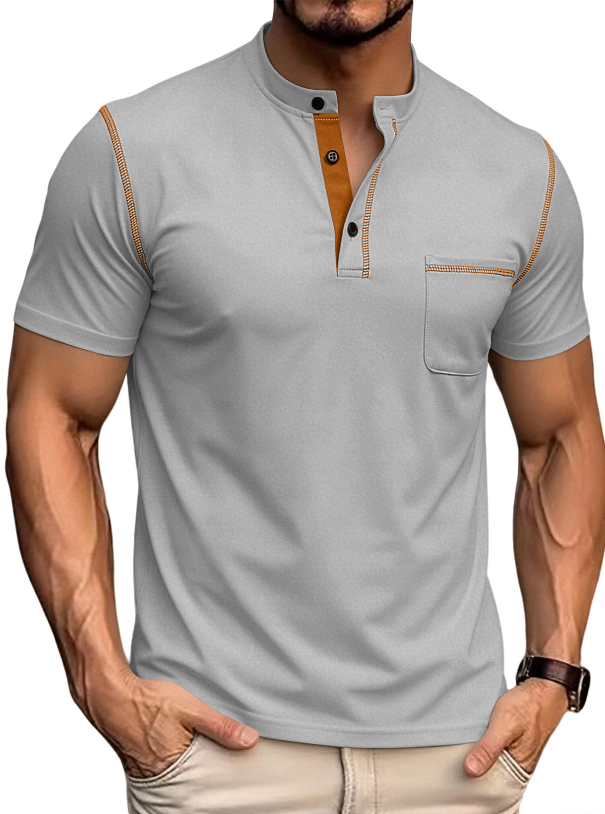 Col Henley pour hommes à la frontière