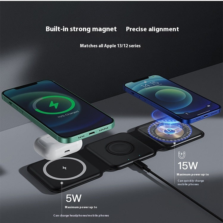 3 En 1 Support de téléphonie mobile pliant magnétique sans fil