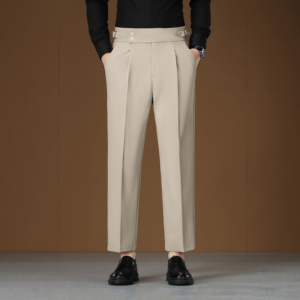 Pantalons pour hommes non-iron réglables de taille légère Business Gentleman Straight Leg Pantalons