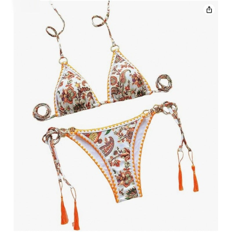 Ensemble de bikini de porcelaine bleu et blanc