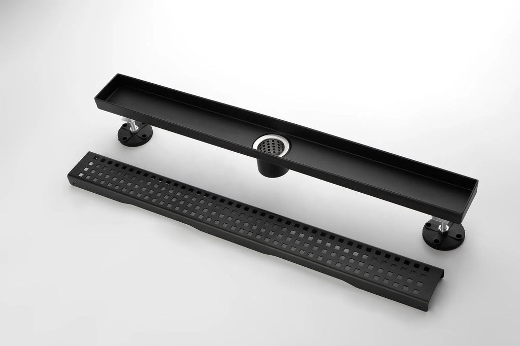 Drain de douche linéaire de 28 pouces avec grille rectangulaire amovible