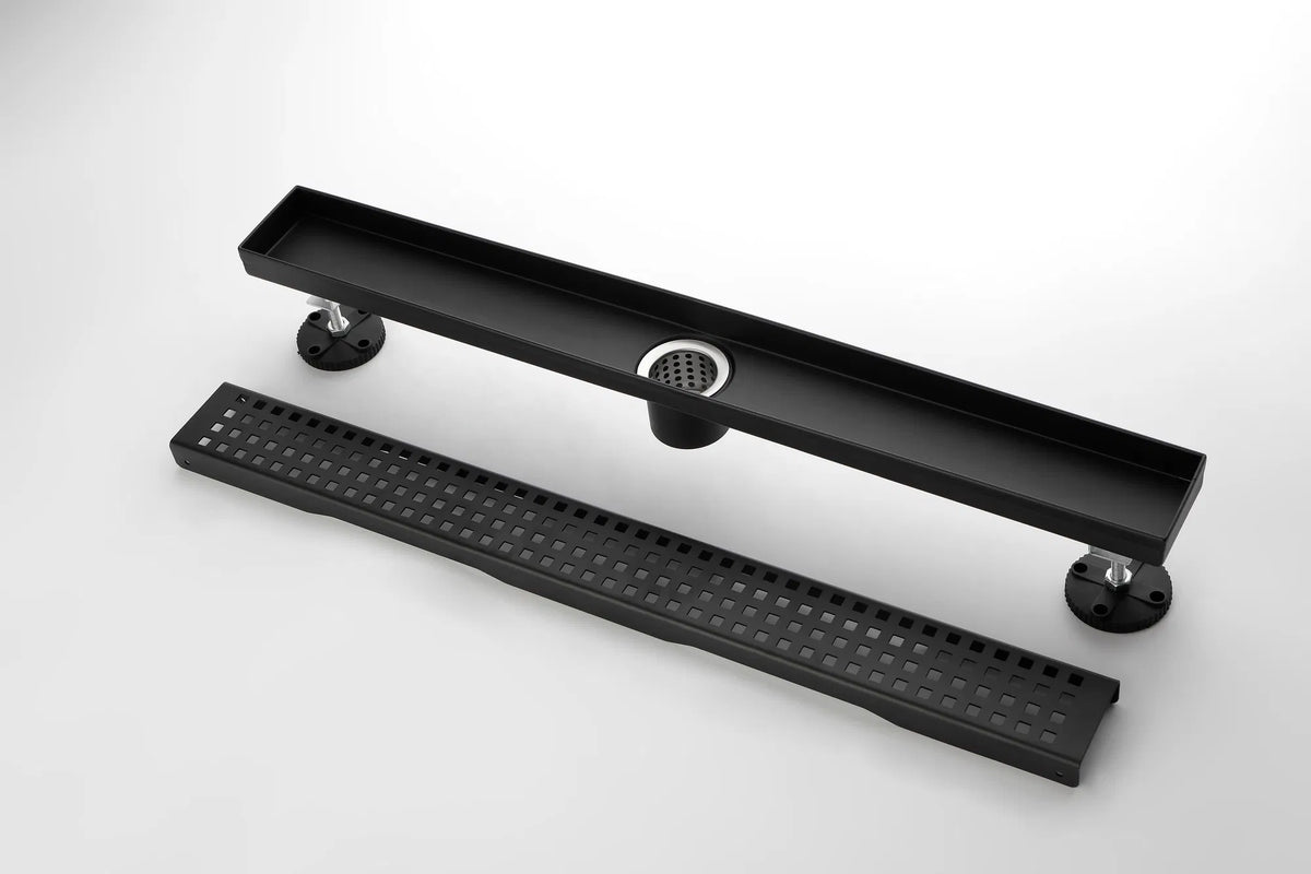 Drain de douche linéaire de 28 pouces avec grille rectangulaire amovible