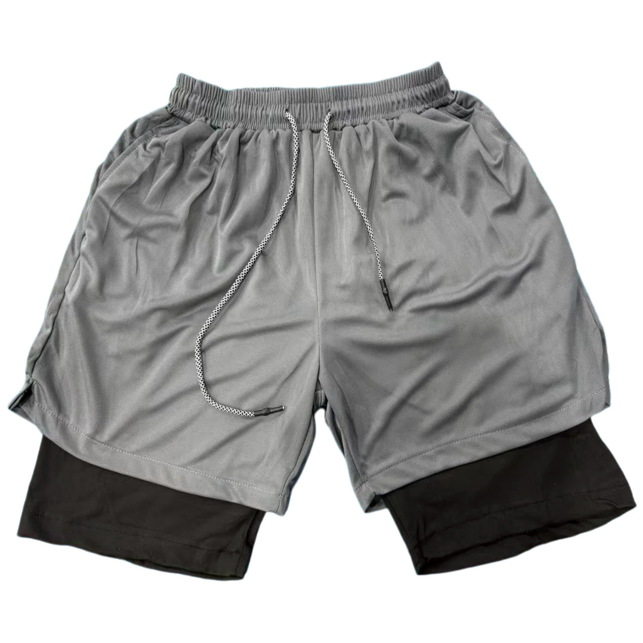Short casual respirant double-layer homme avec un faux design à deux pièces
