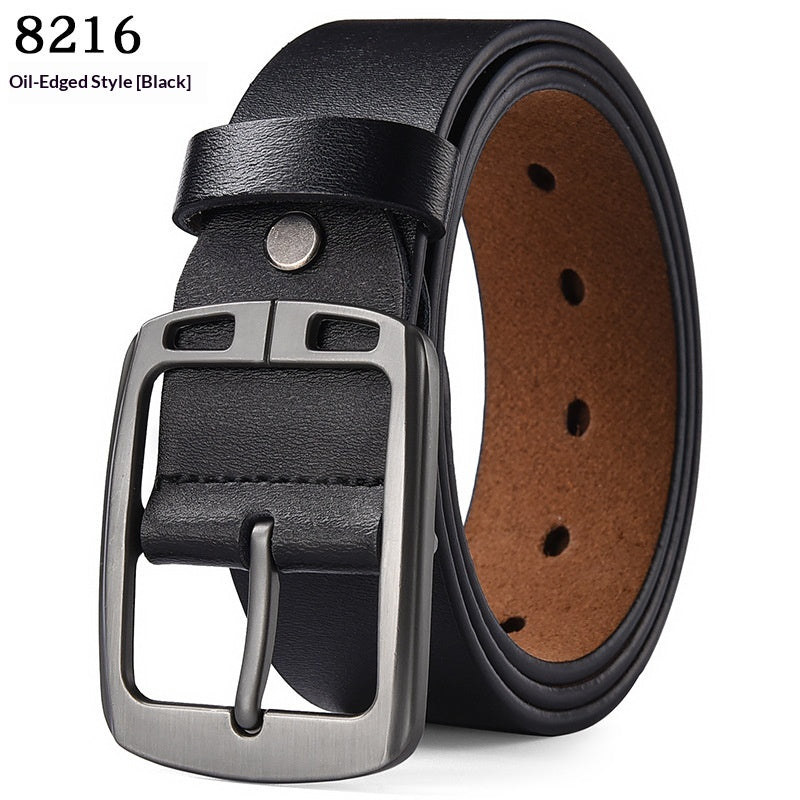 Men's casual stretch leather belt with pin buckle