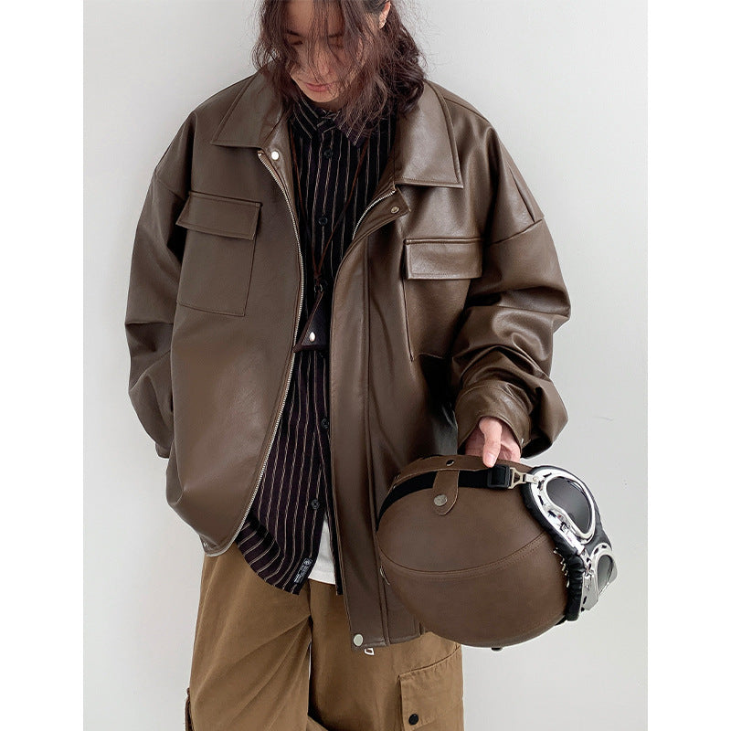 Veste en cuir perdu au printemps et en automne