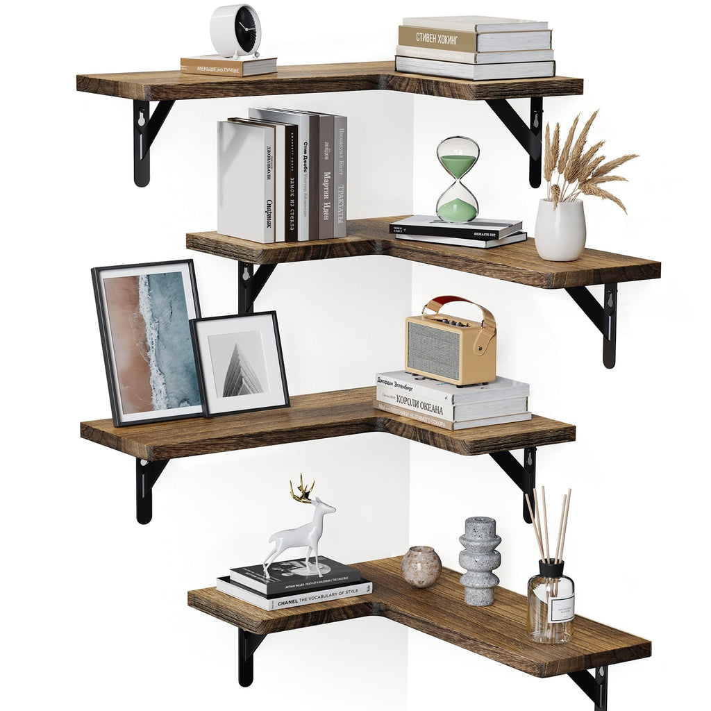 Amada HOMEFURNISHING Corner Tablettes flottantes Ensemble de 4 Tablettes murales Corner