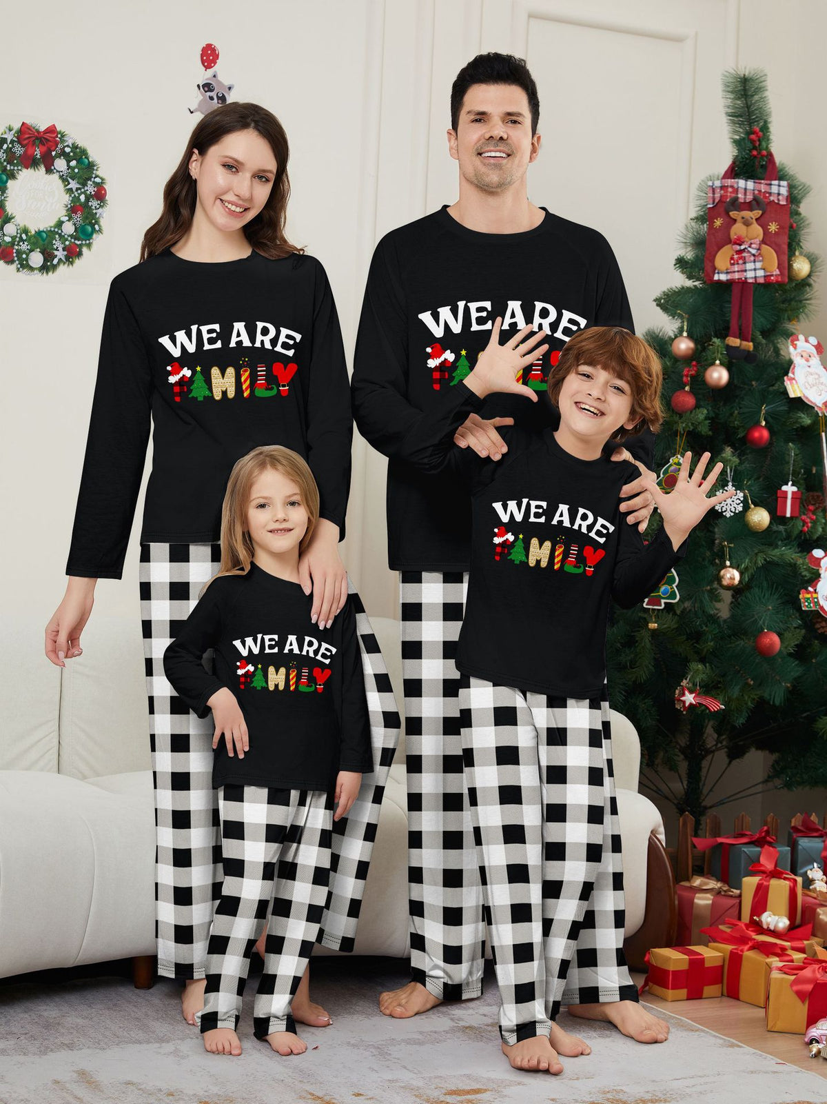Long Sleeve Letter Print Plaid Lounge Wear