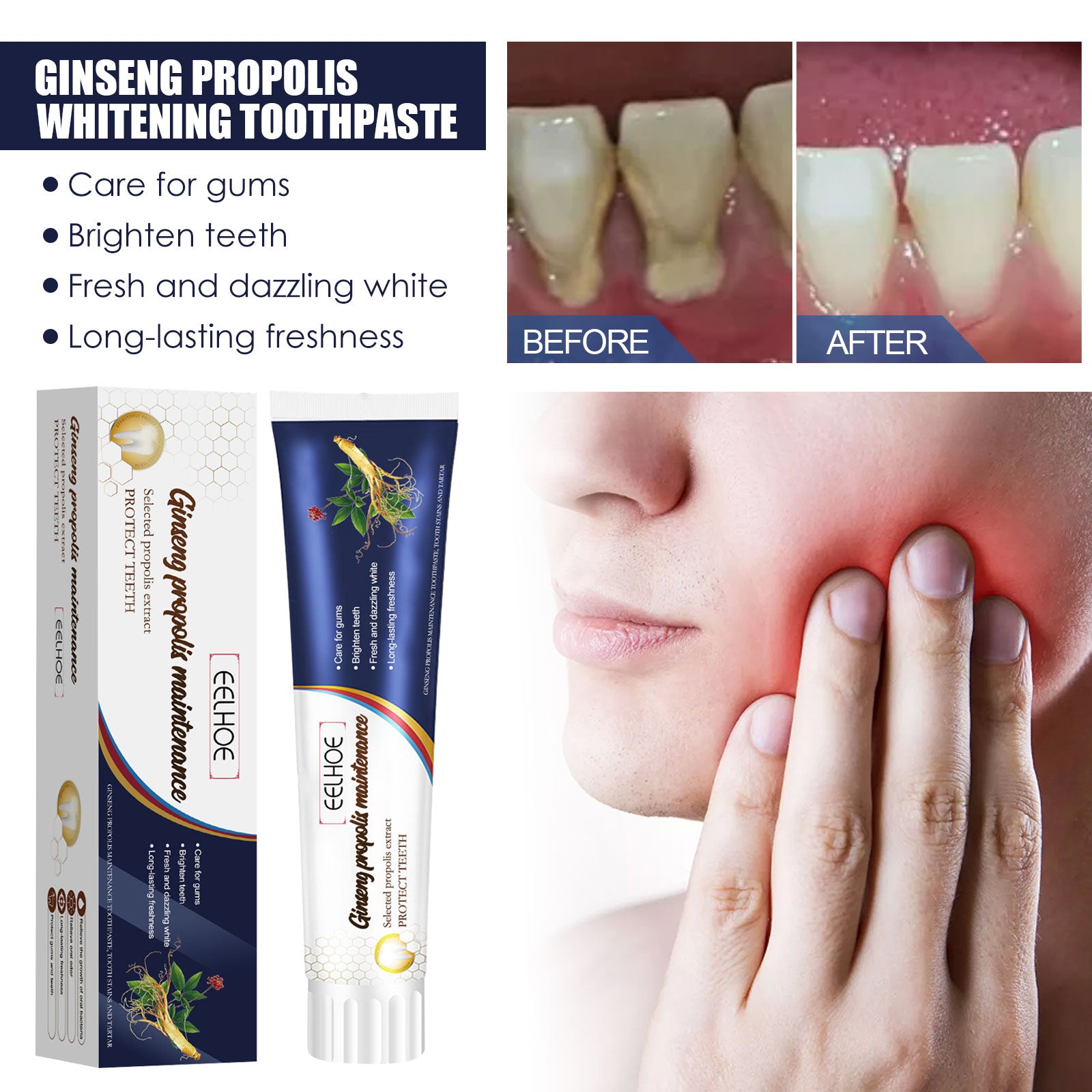Ginseng Propolis Blanchiment Dentifrice 1 00g 1box