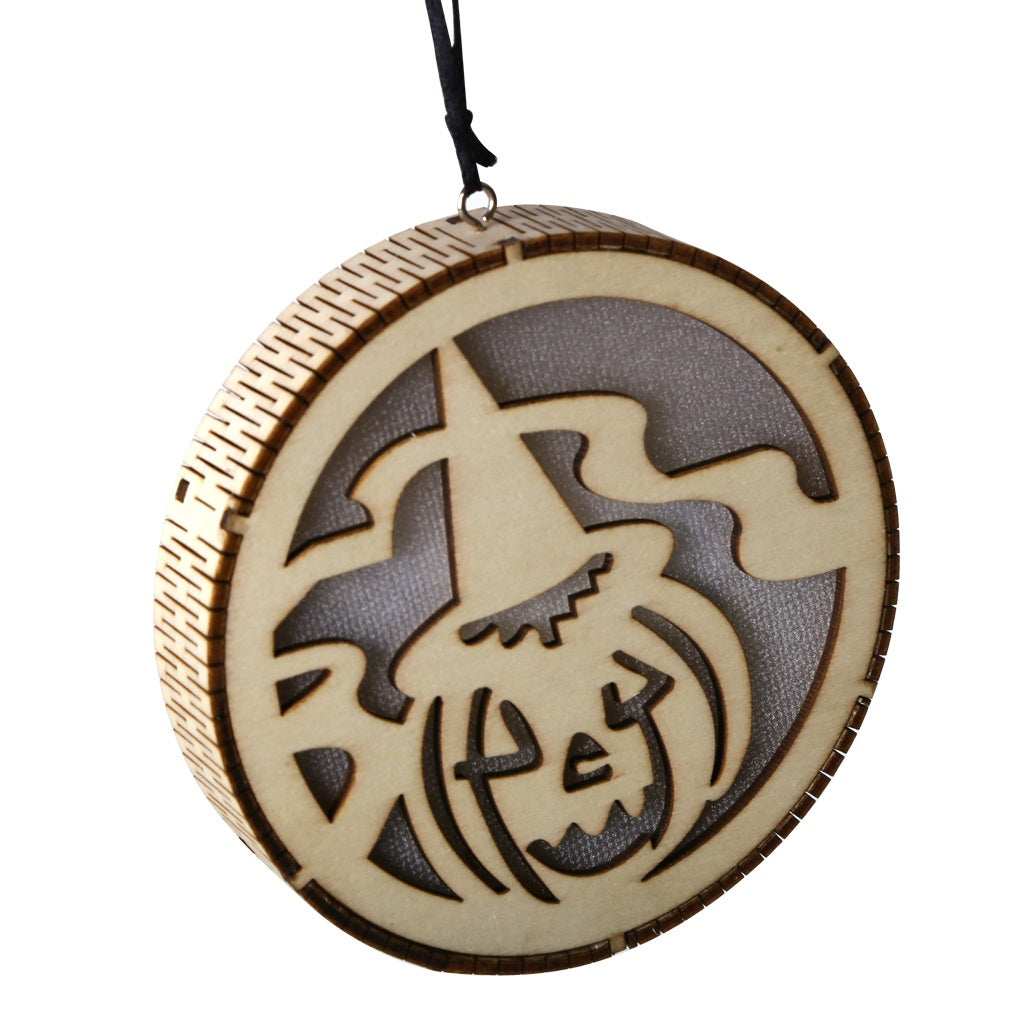 En bois Halloween ronde ordinateur Laser Hollow Witch Wizard citrouille Haunted House Chat noir