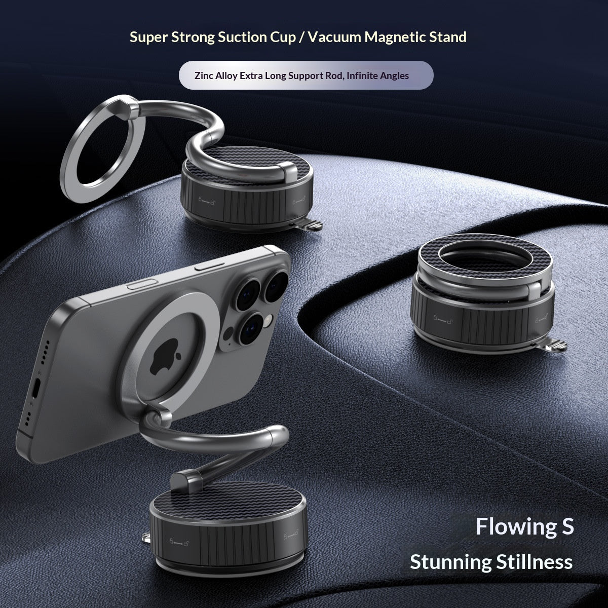 Adsorption magnétique sous vide Glue Suction Cup Car Phone Navigation Rotating pliing Stand
