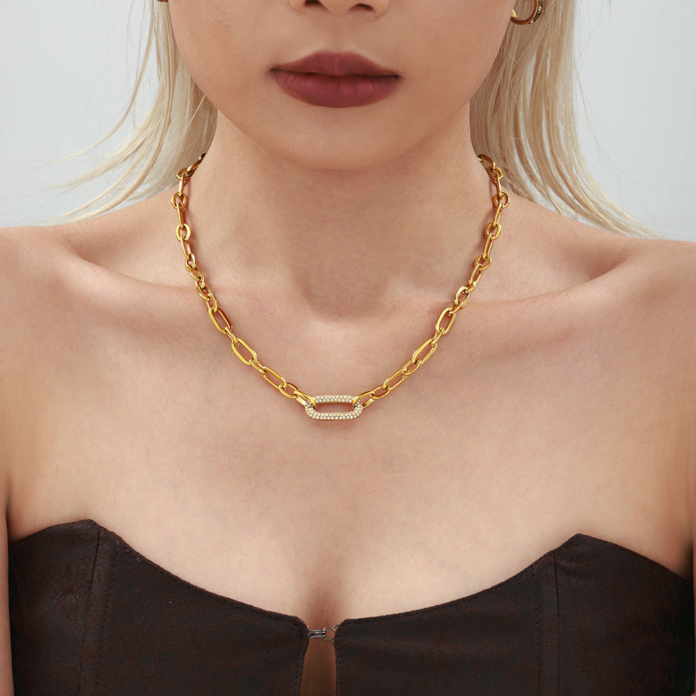 Bijoux en acier titane Acier inoxydable Micro-pave Zircon Collier et bracelet