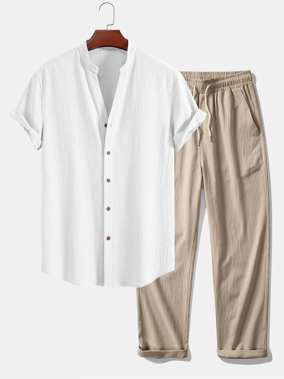 Chemise à manches courtes et pantalons ensemble Hommes Casual Springsummer Outfit
