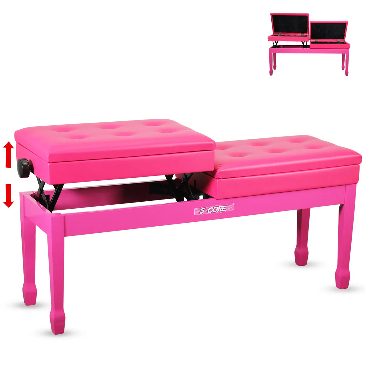 5 Core Duet Piano Banc 3.5 pouce rembourré Tabouret Coussiné Chaise Musicienne en bois lourd w