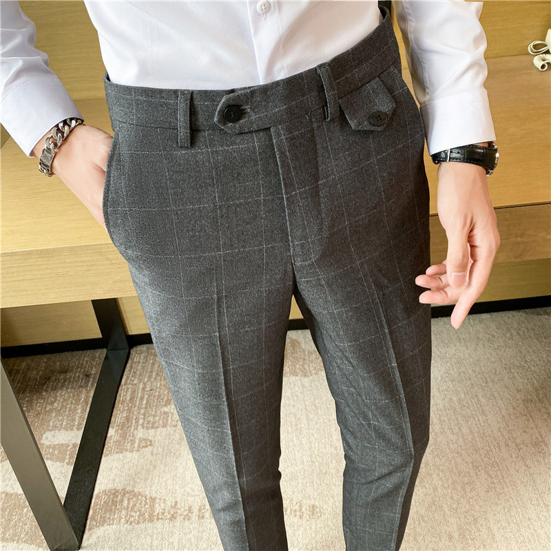 Style coréen British Classic Checkered Elegant Slim Fit meilleur homme pantoufles homme costume P