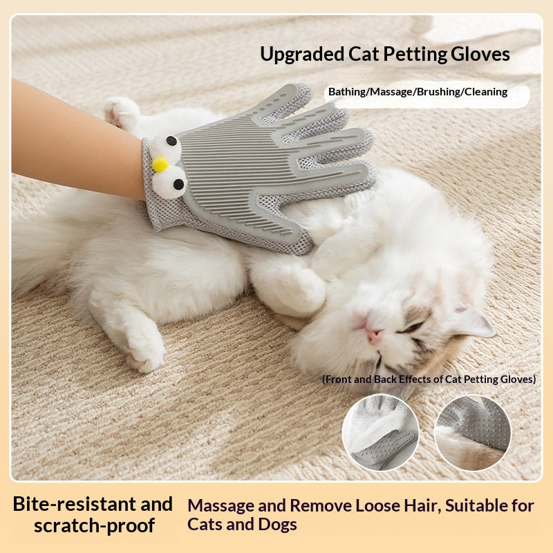Double-sided glove for cat grooming and cleaning