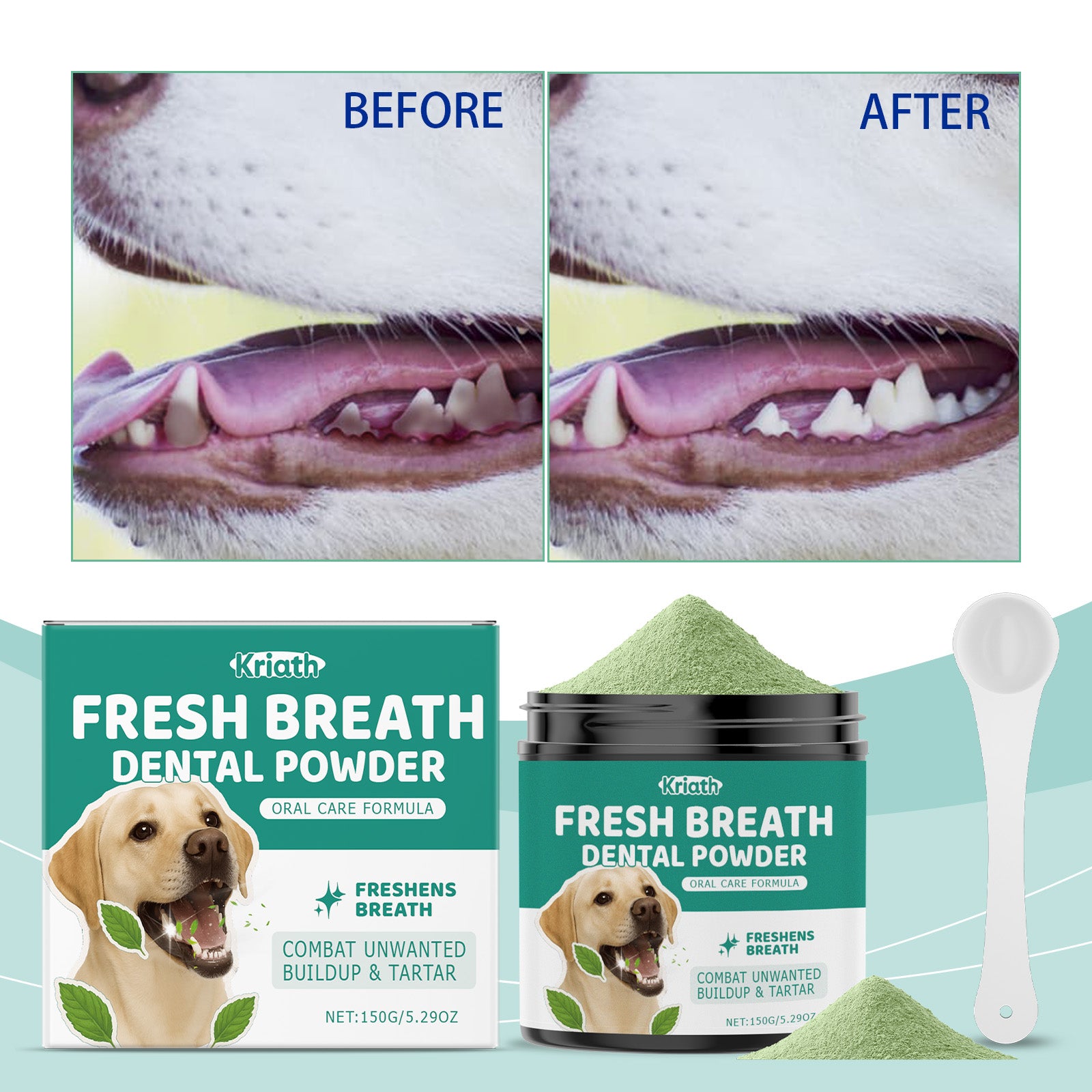 Poudre de nettoyage de dents de chien