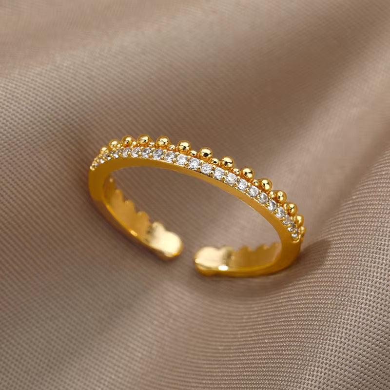 Hot-Selling 18K Gold-Plate entièrement diamante Luxury Non-Fading Anneau ouvert pour les femmes