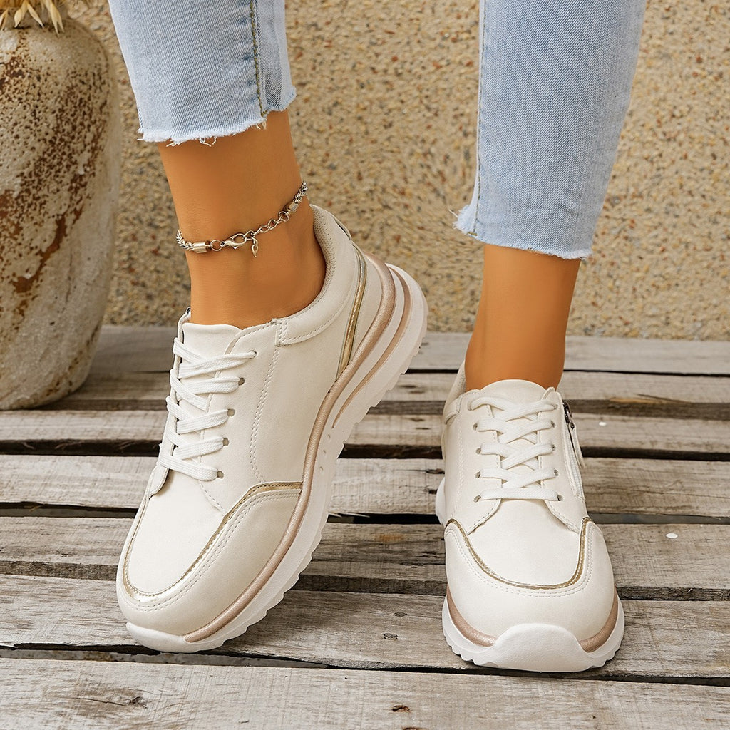 Side-zip Sneakers respirables avec une semelle chunky pour le confort