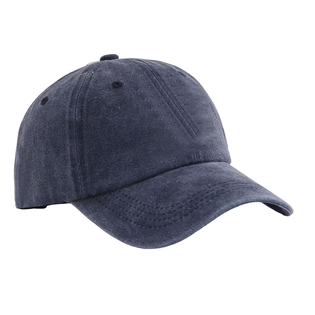 Casquette de baseball coton lavable imprimé été hommes chapeau réglable tête circonférence Navy Blu