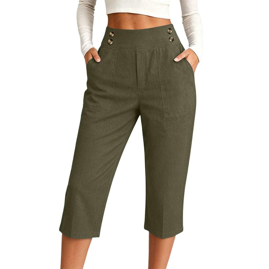 Femmes S Fashionable haute taille pantalons de trois quarts de longueur dans le style européen occasionnel pour Dai