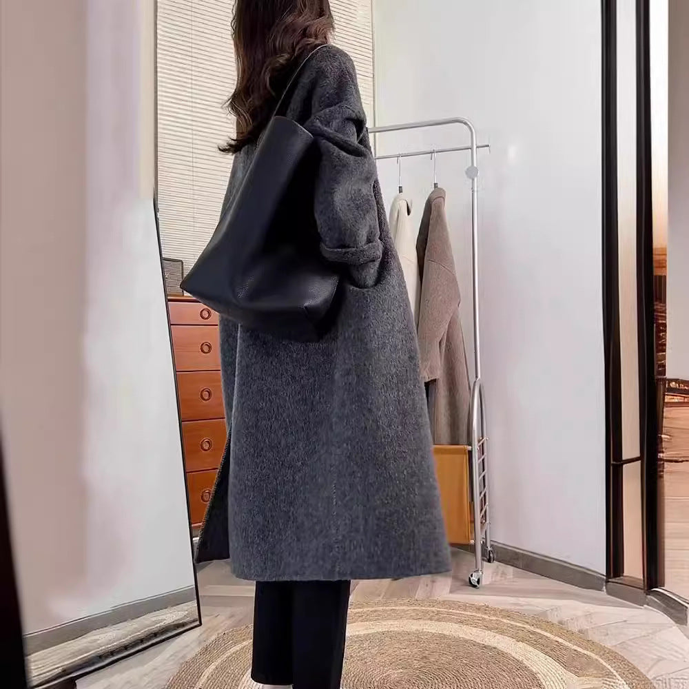 Manteau de laine de style coréen avec boutons Horn